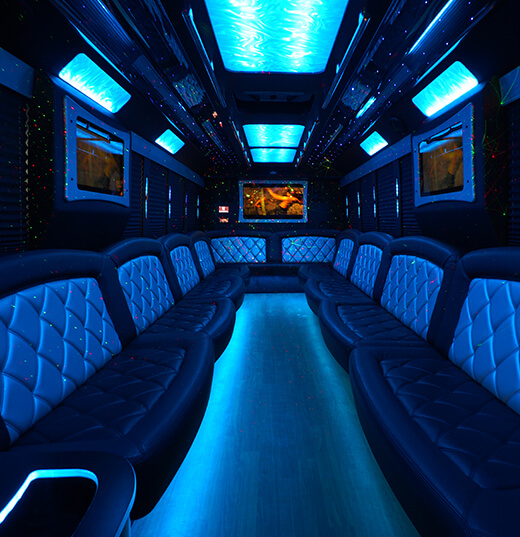 Evansville party bus with plus interior